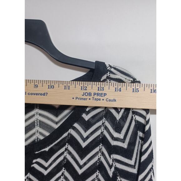 White House Black Market sz L Chevron Stripe Pointelle Sweater Dress Black White - Picture 3 of 9